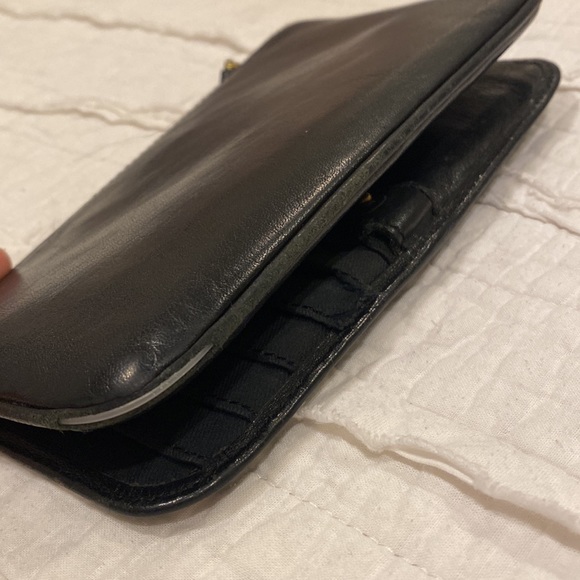 Fossil Black Vegan Leather Memior Slim Wallet Snap Closure Black - Picture 6 of 9
